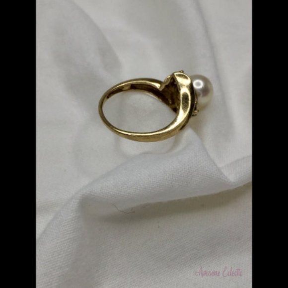 Natural Pearl & Diamond Ring - Approx. 3/4ct Diamonds - 10k - Sz 5.5 - Picture 7 of 10